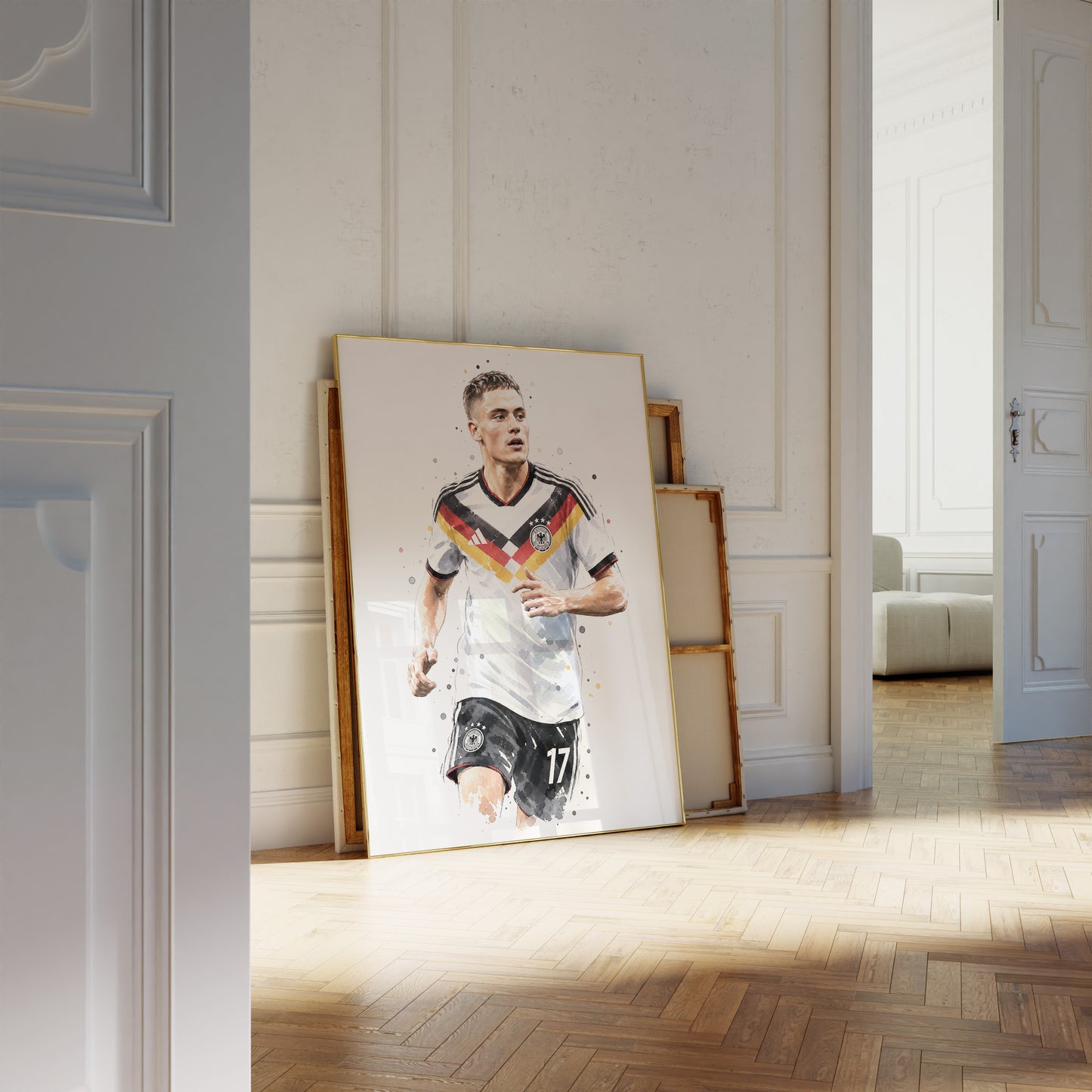 Fußball Poster Deutschland Spieler · Geschenkidee · Aquarell Sport Wandbild · Deko Print ohne Rahmen