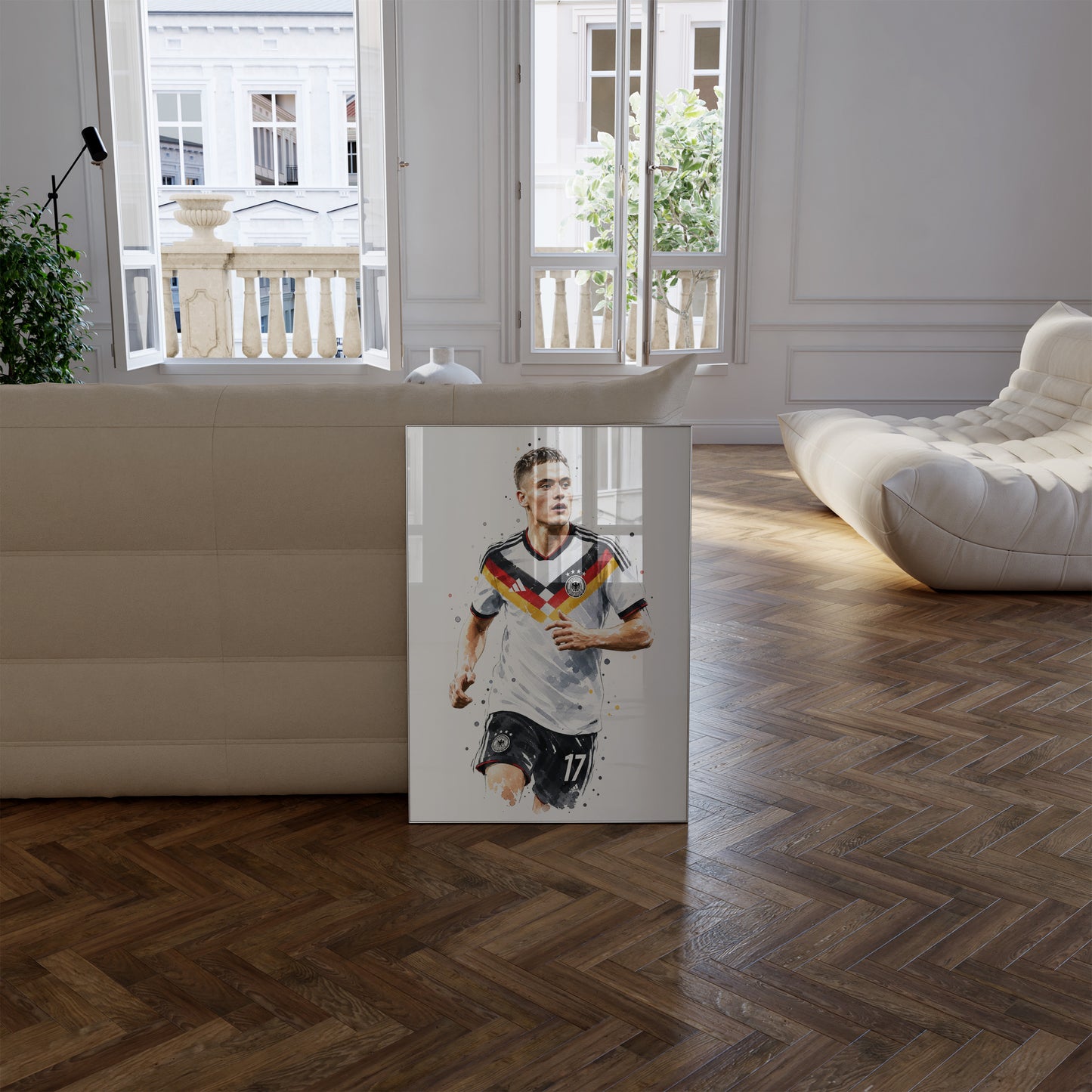 Fußball Poster Deutschland Spieler · Geschenkidee · Aquarell Sport Wandbild · Deko Print ohne Rahmen