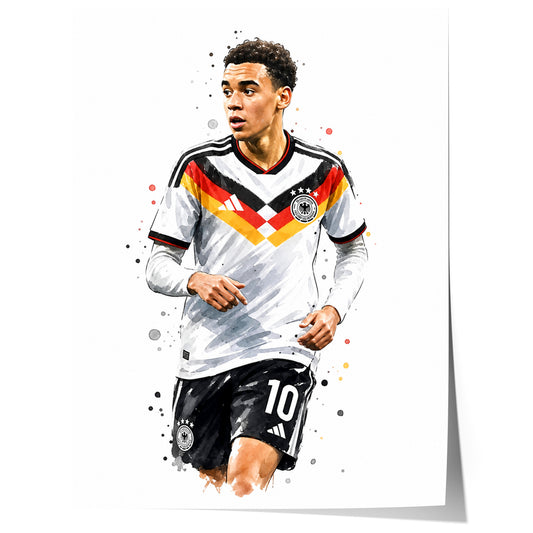Deutschland Fussball Poster · Geschenkidee · Aquarell Sport Wandbild · Deko Print ohne Rahmen