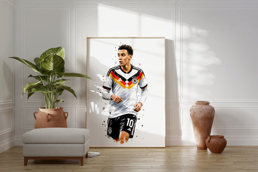 Fußball Poster Deutschland Spieler · Geschenkidee · Aquarell Sport Wandbild · Deko Print ohne Rahmen