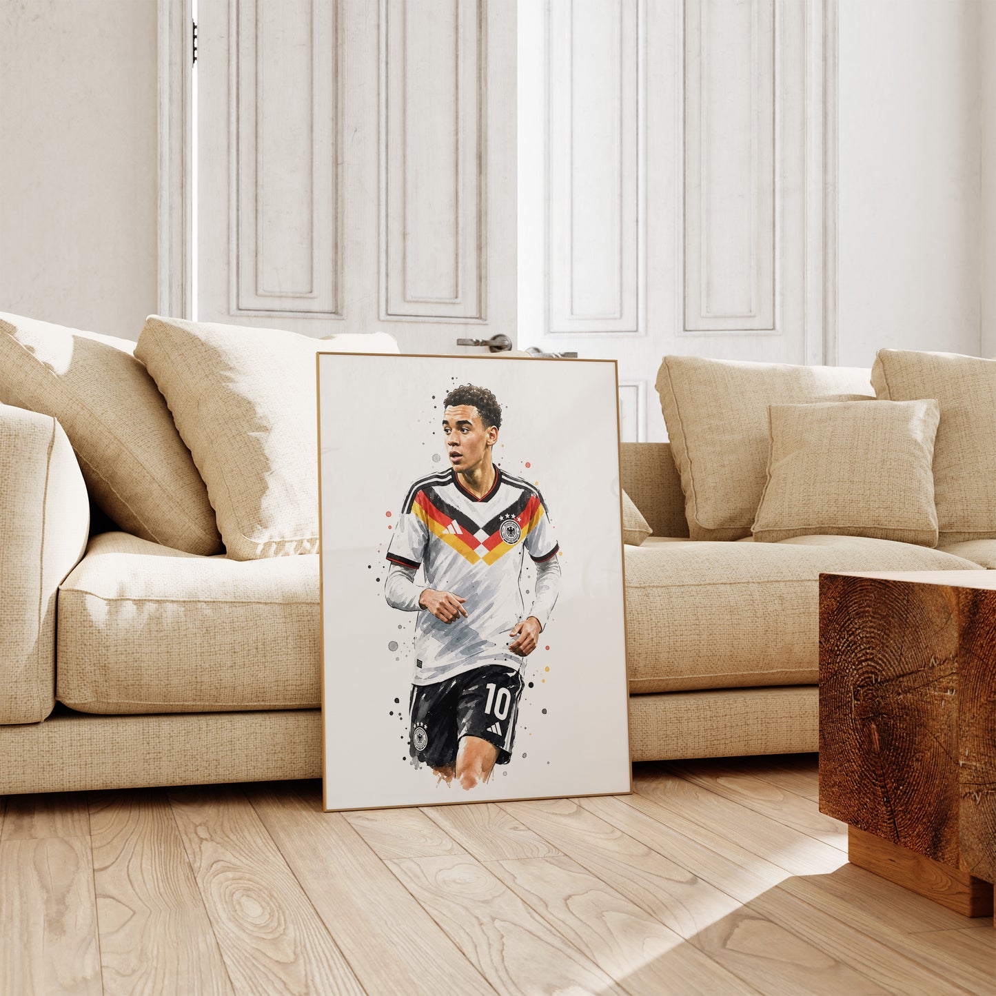 Fußball Poster Deutschland Spieler · Geschenkidee · Aquarell Sport Wandbild · Deko Print ohne Rahmen