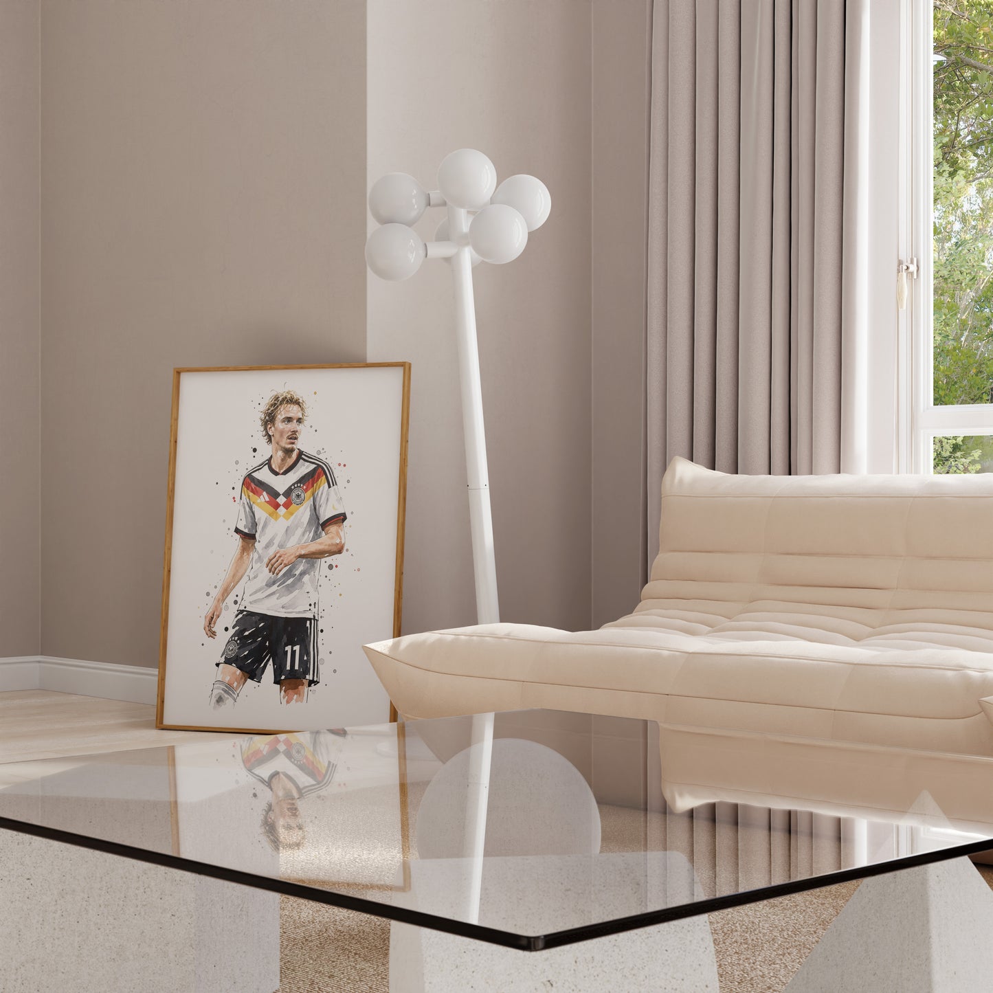 Fußball Poster Deutschland Spieler · Geschenkidee · Aquarell Sport Wandbild · Deko Print ohne Rahmen
