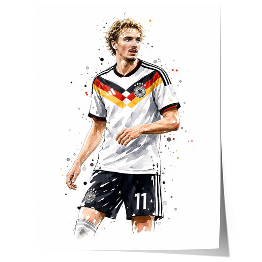 Deutschland Fussball Poster · Geschenkidee · Aquarell Sport Wandbild · Deko Print ohne Rahmen