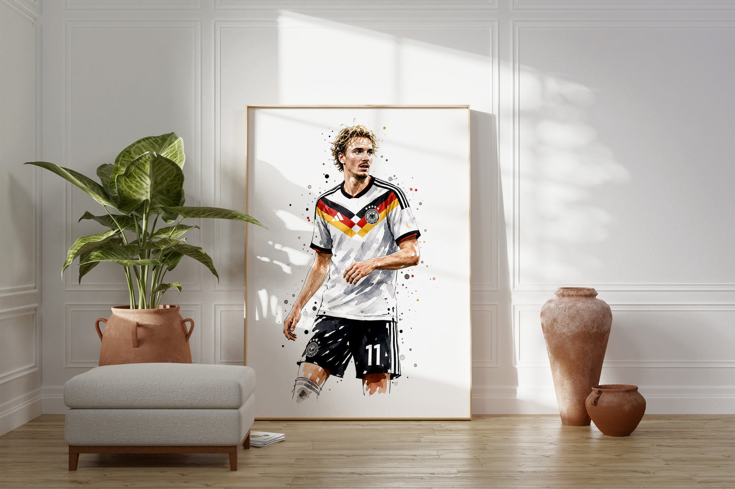 Fußball Poster Deutschland Spieler · Geschenkidee · Aquarell Sport Wandbild · Deko Print ohne Rahmen