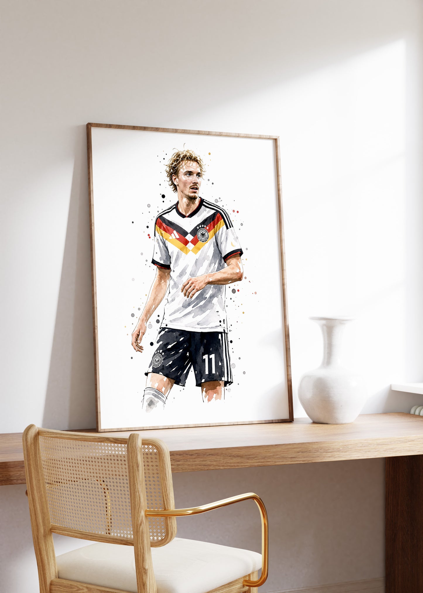 Fußball Poster Deutschland Spieler · Geschenkidee · Aquarell Sport Wandbild · Deko Print ohne Rahmen
