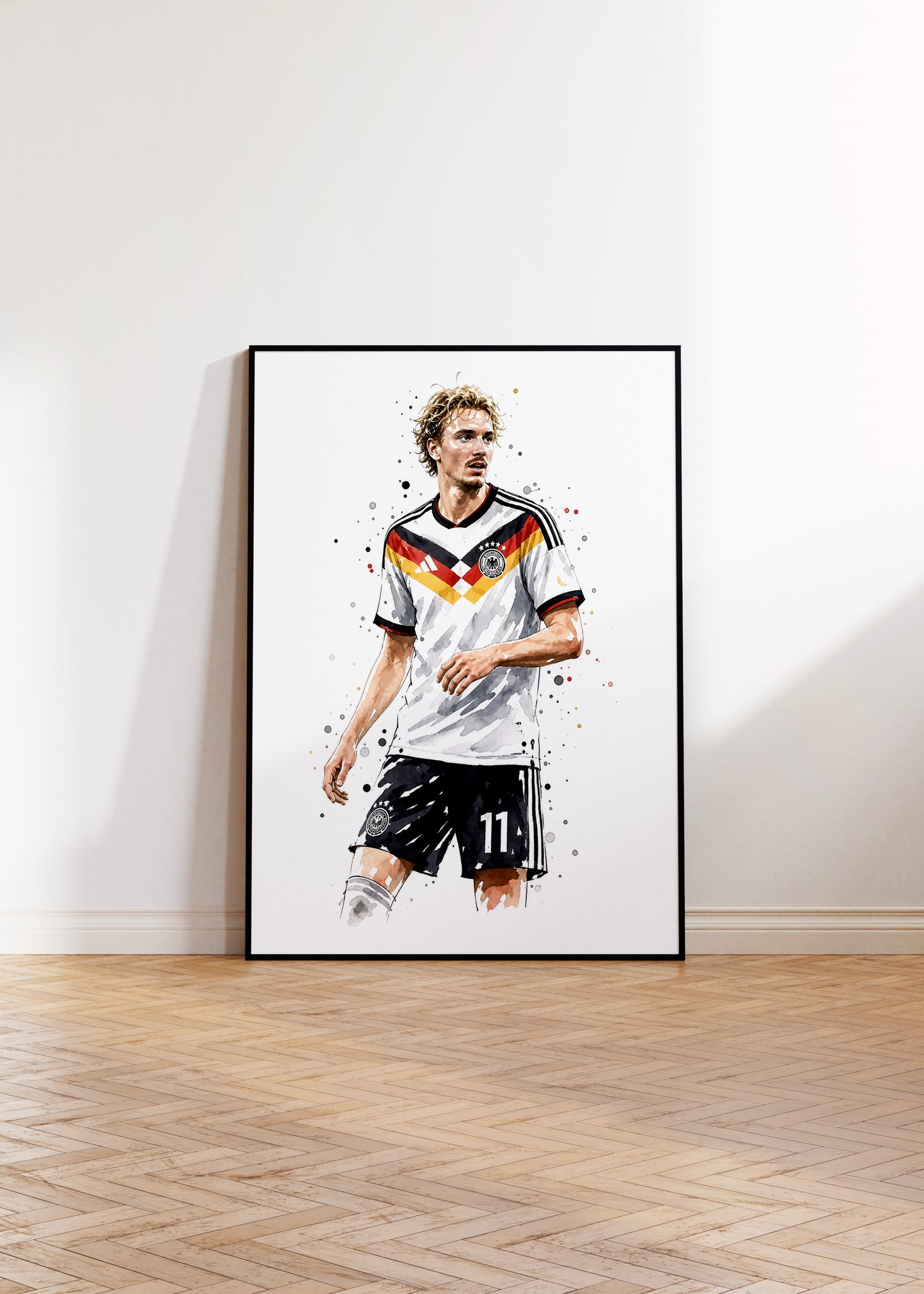 Fußball Poster Deutschland Spieler · Geschenkidee · Aquarell Sport Wandbild · Deko Print ohne Rahmen