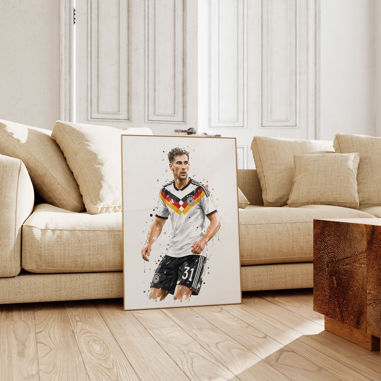 Fußball Poster Deutschland Spieler · Geschenkidee · Aquarell Sport Wandbild · Deko Print ohne Rahmen