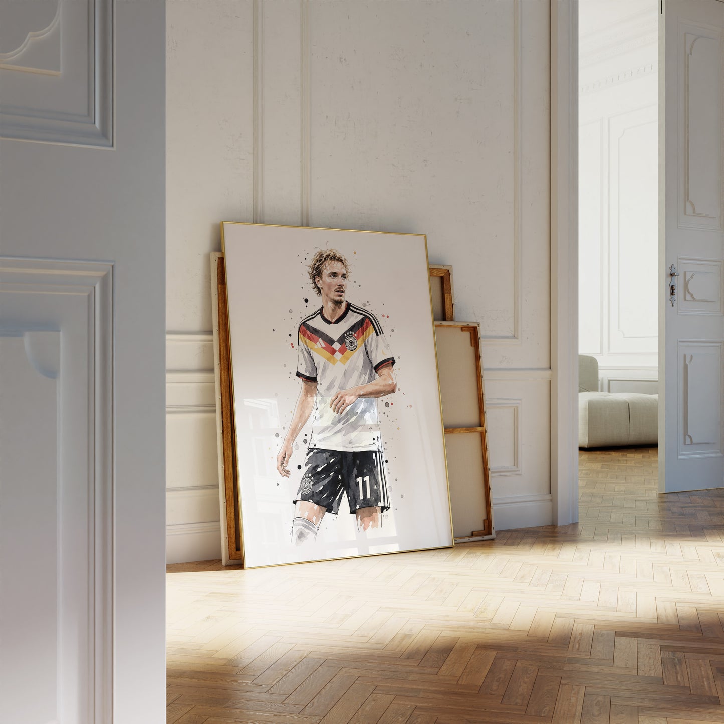 Fußball Poster Deutschland Spieler · Geschenkidee · Aquarell Sport Wandbild · Deko Print ohne Rahmen