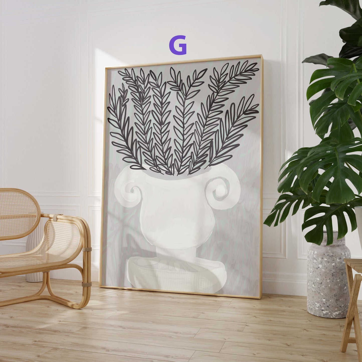 Mediterrane Zitronen Poster · Geschenkidee · Blaue Fliesen, Zitronen und mediterrane Kunst · Dekoprint ohne Rahmen