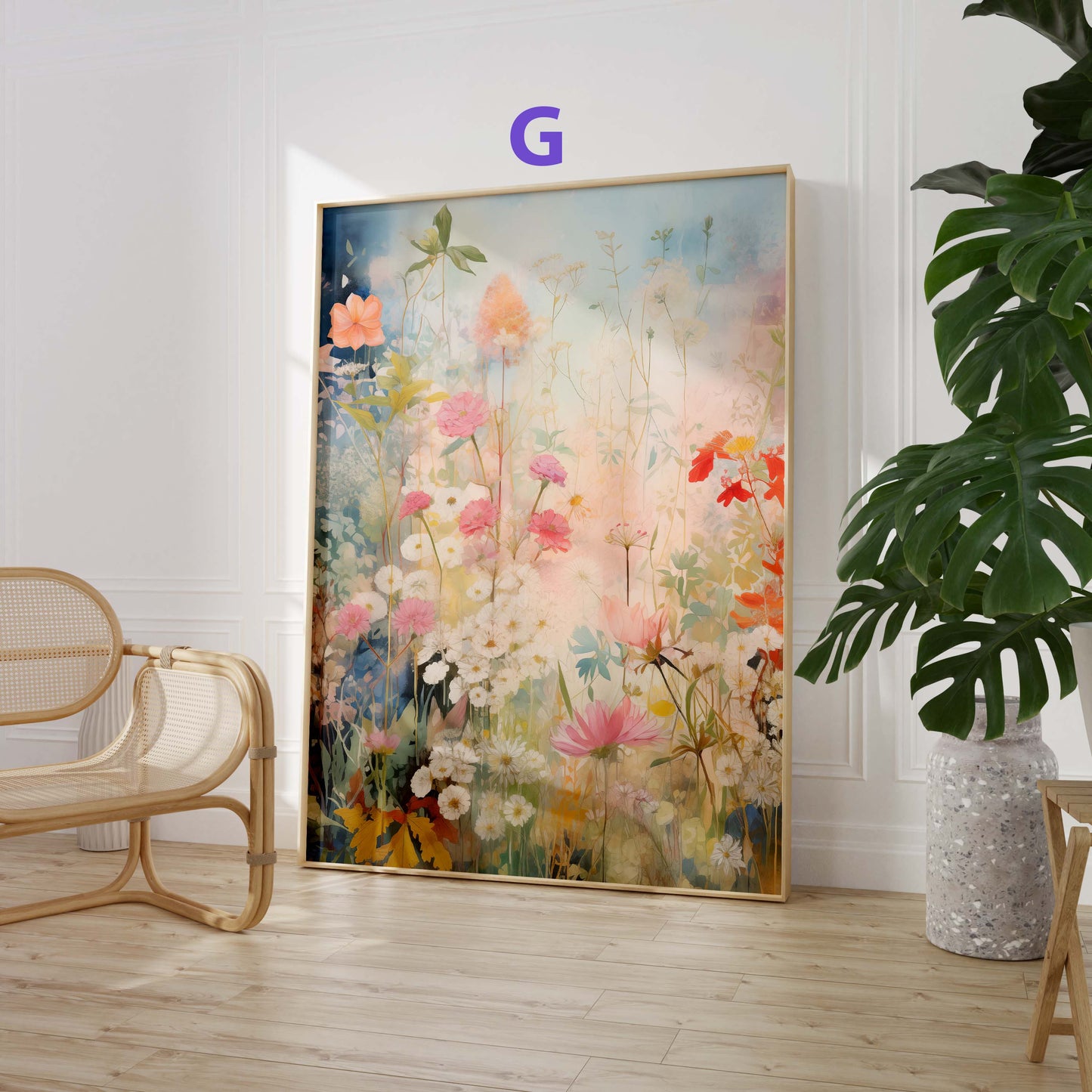 Blumen Poster · Geschenkidee · Romantische Wildblumen und Pastellblüten in Künstlerischer Aquarellmalerei · Dekoprint ohne Rahmen