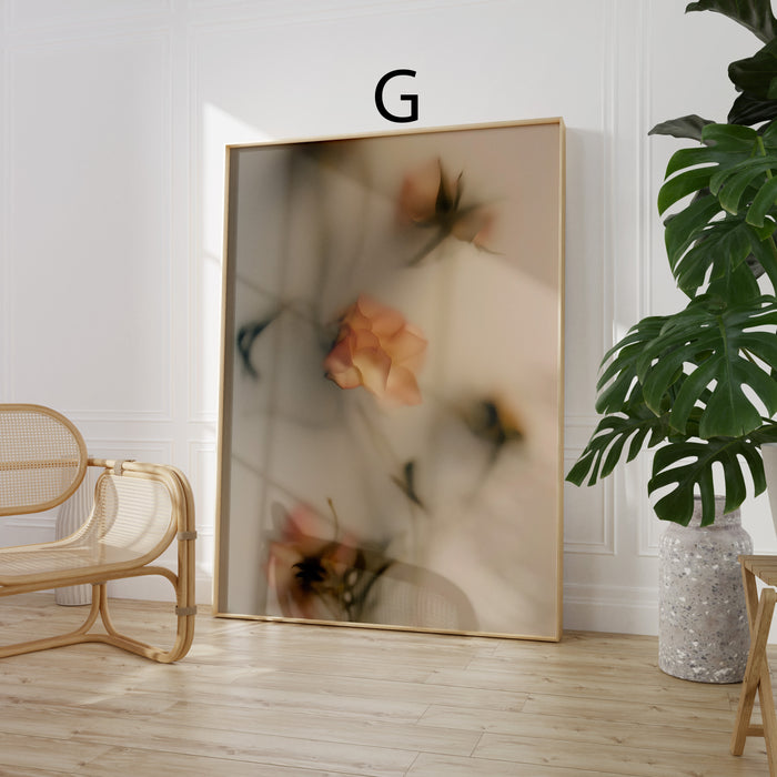 Geschenkidee · Blumen hinter Glas mit Wassertropfen Poster Ästhetische Fotografie Prints · Dekoprint ohne Rahmen | JUSTGOODMOOD