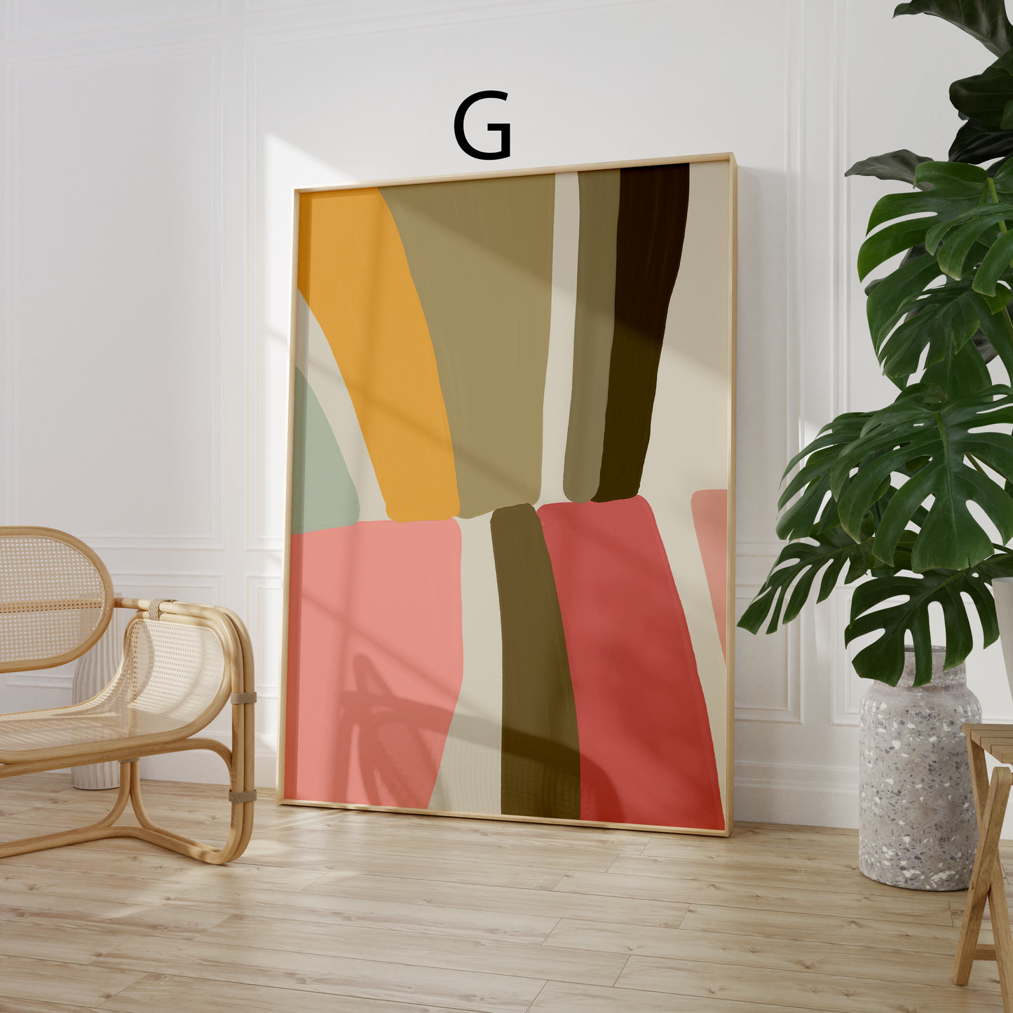 Moderne Kunst Poster · Geschenkidee · Abstrakte Formen Minimalistische Line Art und Farbblock Wandkunst · Dekoprint ohne Rahmen