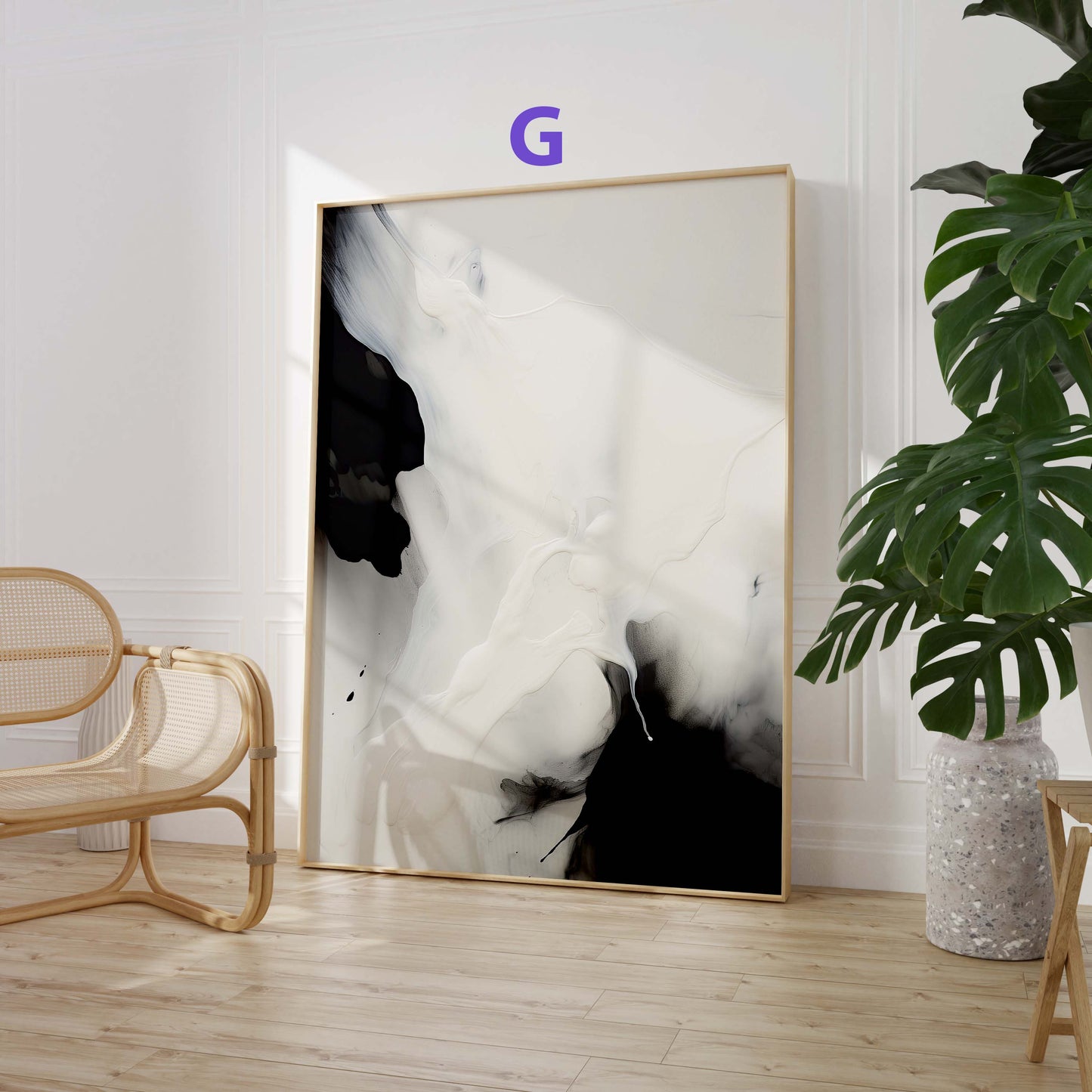 Abstrakte Moderne Poster · Schwarz Weiß Beige Geometrische Wandkunst · Minimalistische Wohnzimmer Deko · Print ohne Rahmen