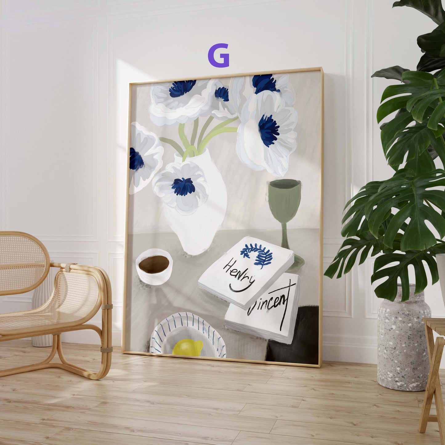 Obst Stillleben Poster · Geschenkidee · Früchte, Tomaten und Blumen in moderner Kunst · Dekoprint ohne Rahmen