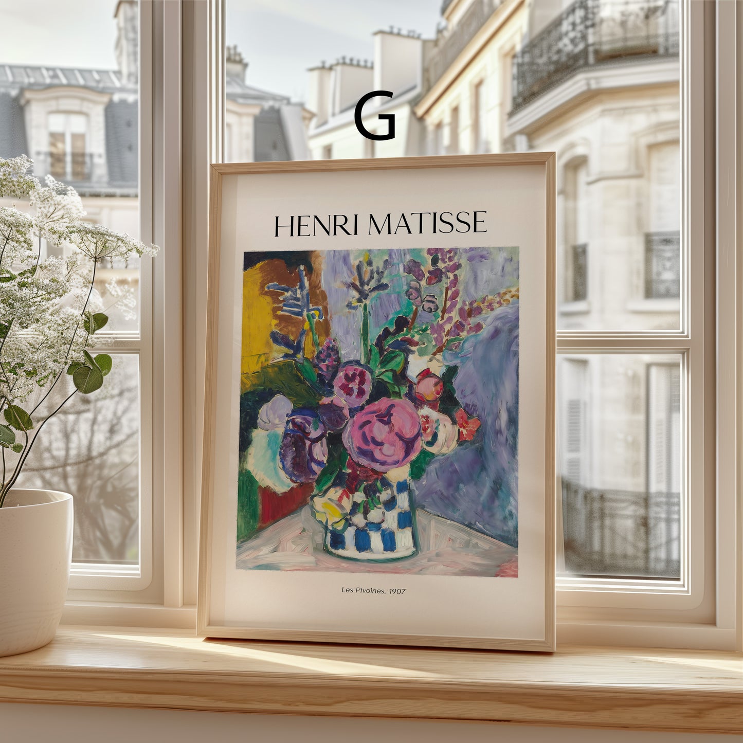 Henri Matisse Poster · Geschenkidee · Tanger Fenster Goldfisch Pflaumenblüten Pfingstrosen Fauvistisches Interieur · Dekoprint ohne Rahmen
