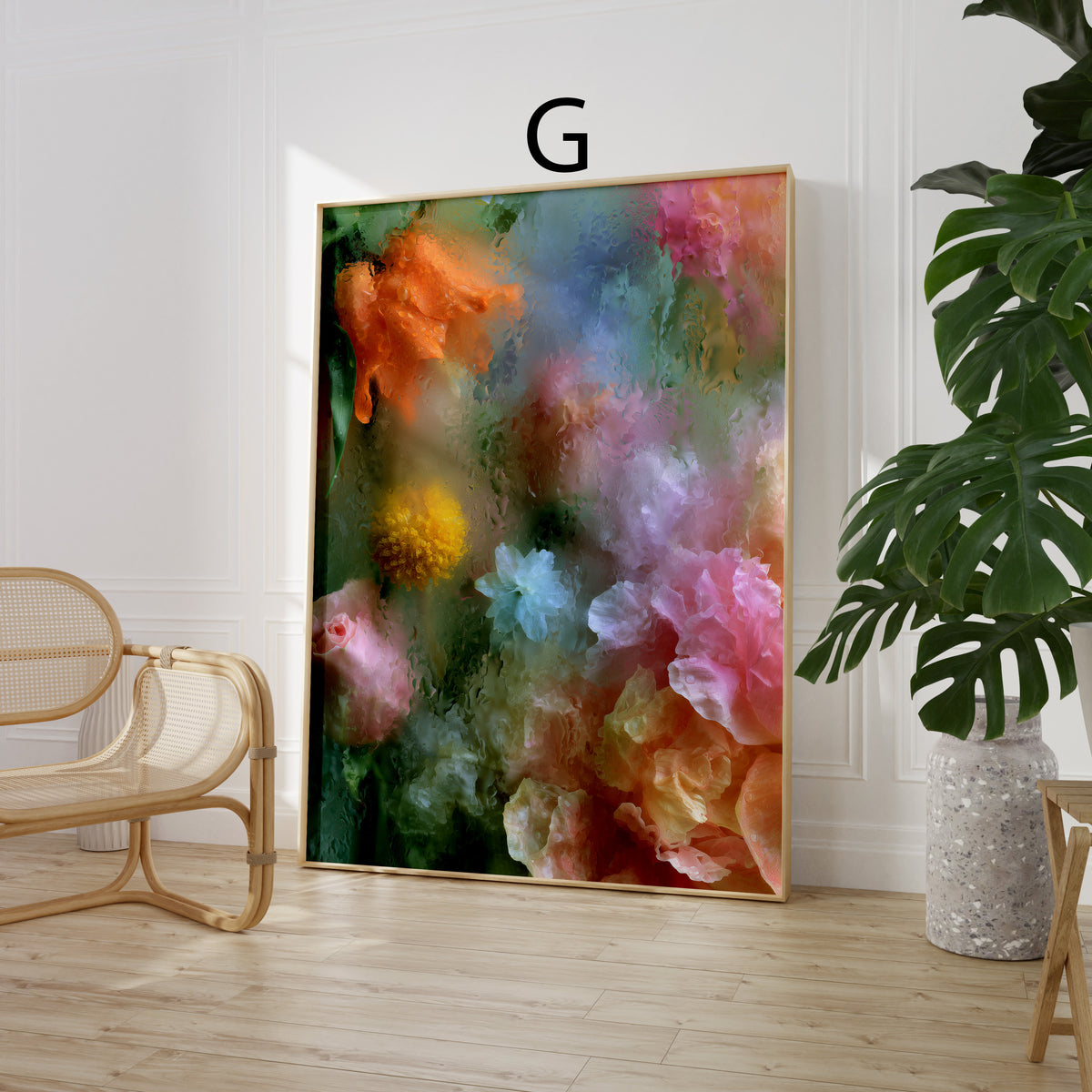 Blumen Poster · Blumen hinter Glas · Dekoprint ohne Rahmen