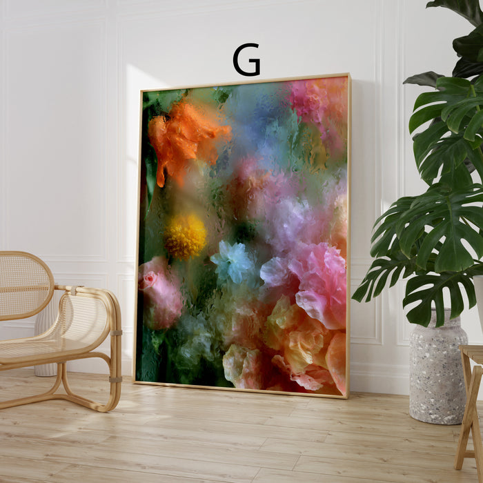 Geschenkidee · Blumen hinter Glas und Flachbild Fotografie Poster Ästhetische Prints · Dekoprint ohne Rahmen | JUSTGOODMOOD