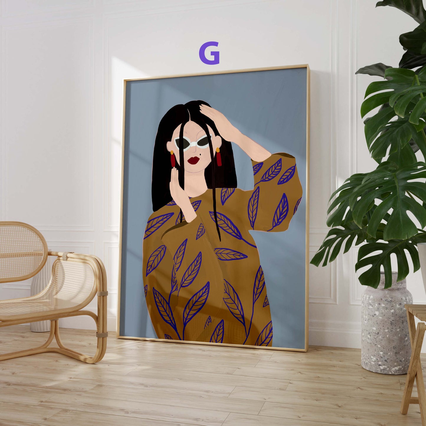 Frauen Porträt Poster · Geschenkidee · Moderne feminine Kunst und abstrakte Formen · Dekoprint ohne Rahmen