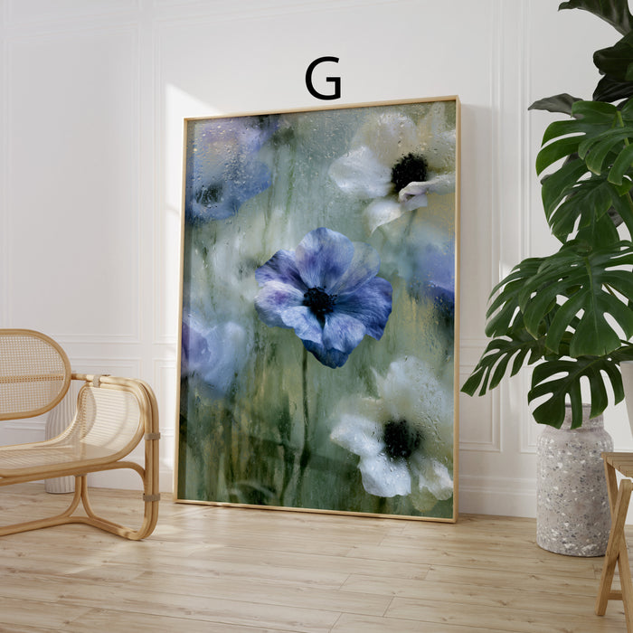 Geschenkidee · Ranunkeln und Blumen hinter Glas Poster Ästhetische Natur Fotografie · Dekoprint ohne Rahmen | JUSTGOODMOOD