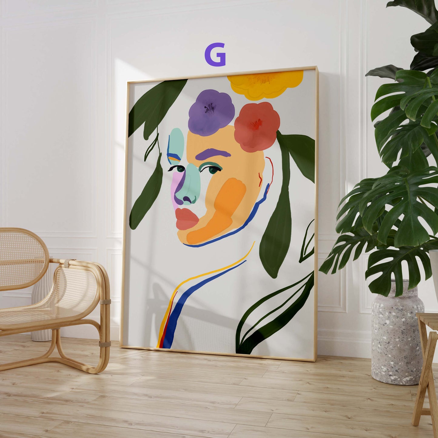 Bunte Blumen Poster · Geschenkidee · Abstrakte florale Formen und farbenfrohe Kunst · Dekoprint ohne Rahmen