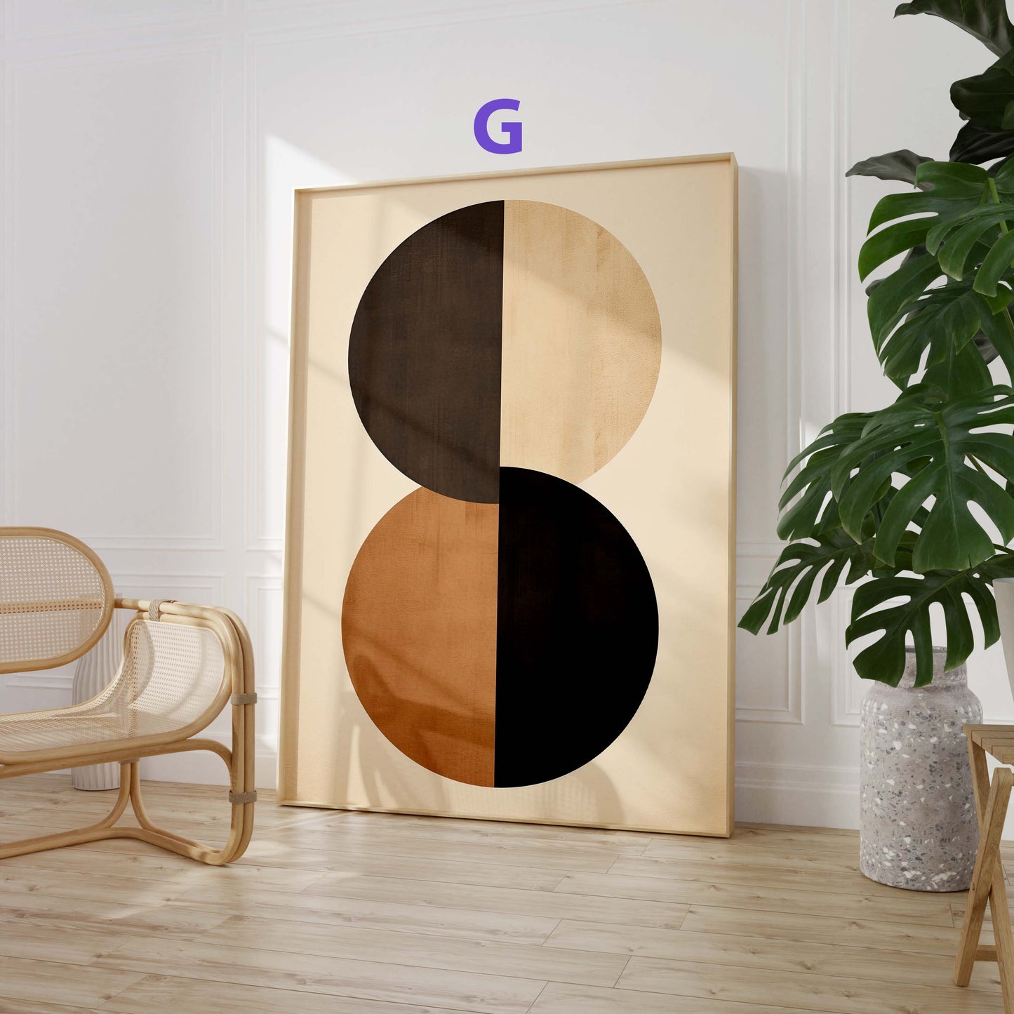 Abstrakte Poster Wanddeko · Minimalistische Beige Schwarz Kunst · Moderne Geometrische Wohnzimmer Bilder · Print ohne Rahmen