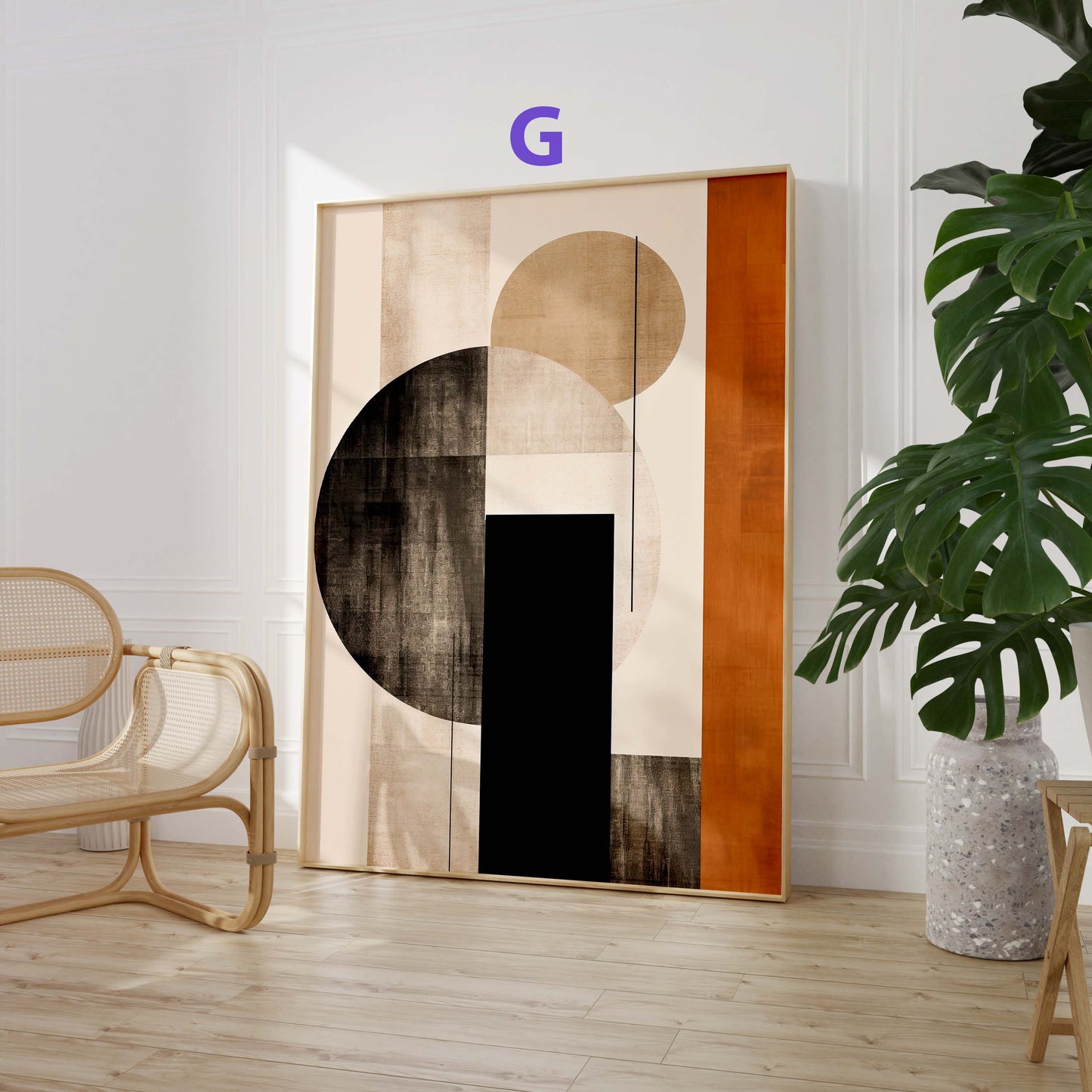 Moderne Abstrakte Kunst Poster · Geschenkidee · Geometrische Schwarz Beige Wandbilder für Wohnzimmer Büro Schlafzimmer · Print ohne Rahmen