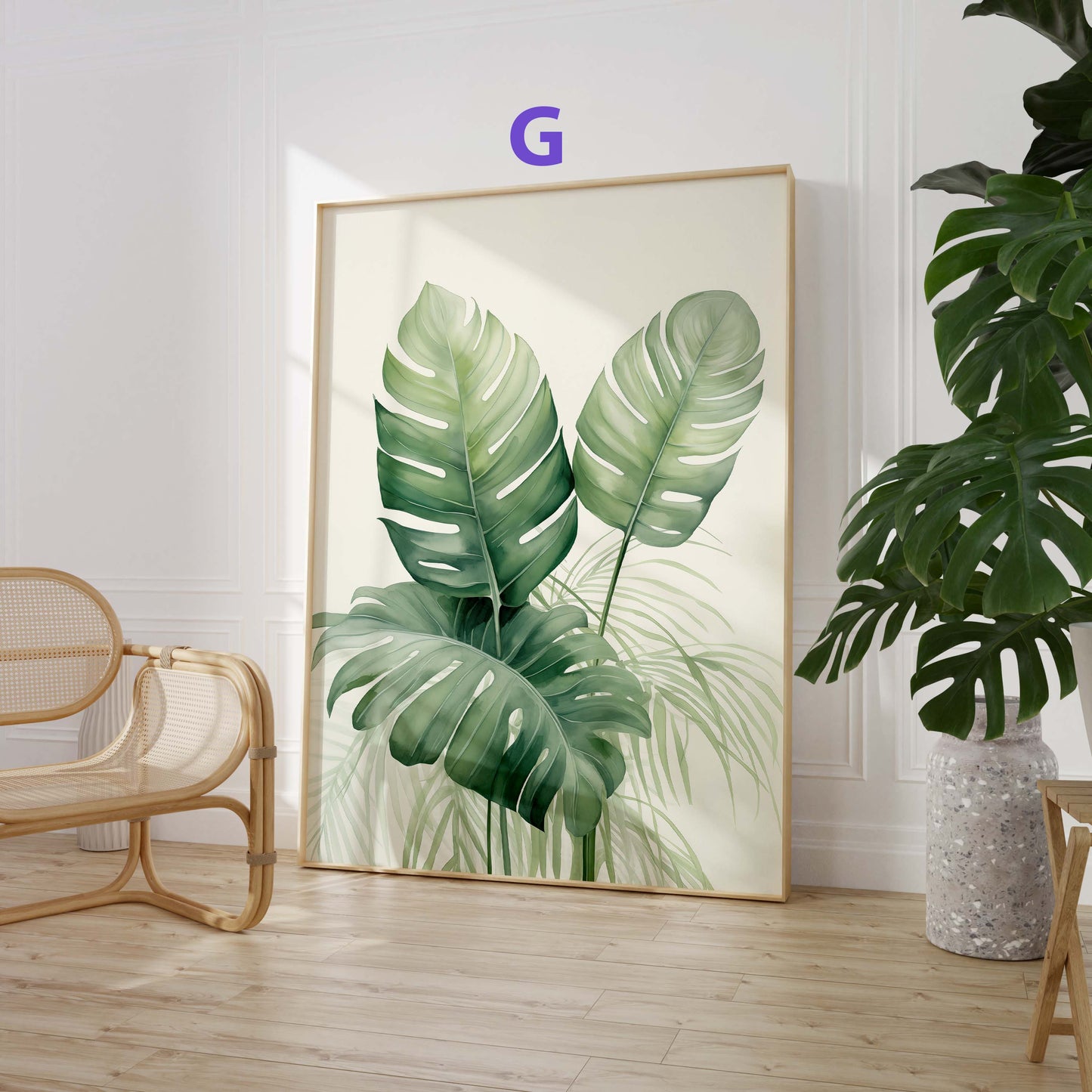Botanik Poster · Geschenkidee · Monstera Kakteen und Tropische Pflanzen · Dekoprint ohne Rahmen