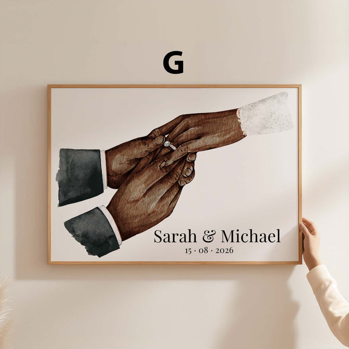 Hochzeit Hände Ring Poster – Premium Baumwoll-Canvas