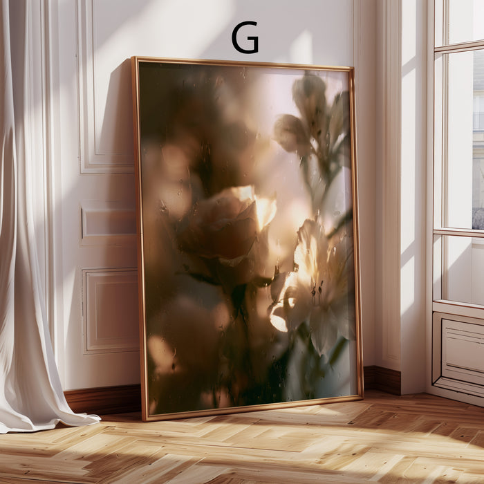 Geschenkidee · Rosen und Tulpen hinter Glas Poster Ästhetische Natur Fotografie · Dekoprint ohne Rahmen | JUSTGOODMOOD
