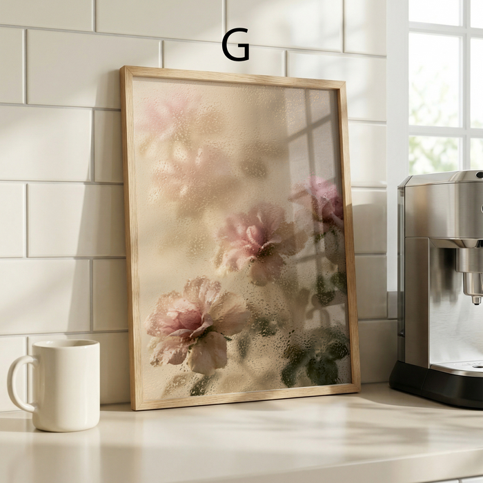 Geschenkidee · Rosen und Ranunkeln hinter Glas Poster Ästhetische Natur Fotografie · Dekoprint ohne Rahmen | JUSTGOODMOOD
