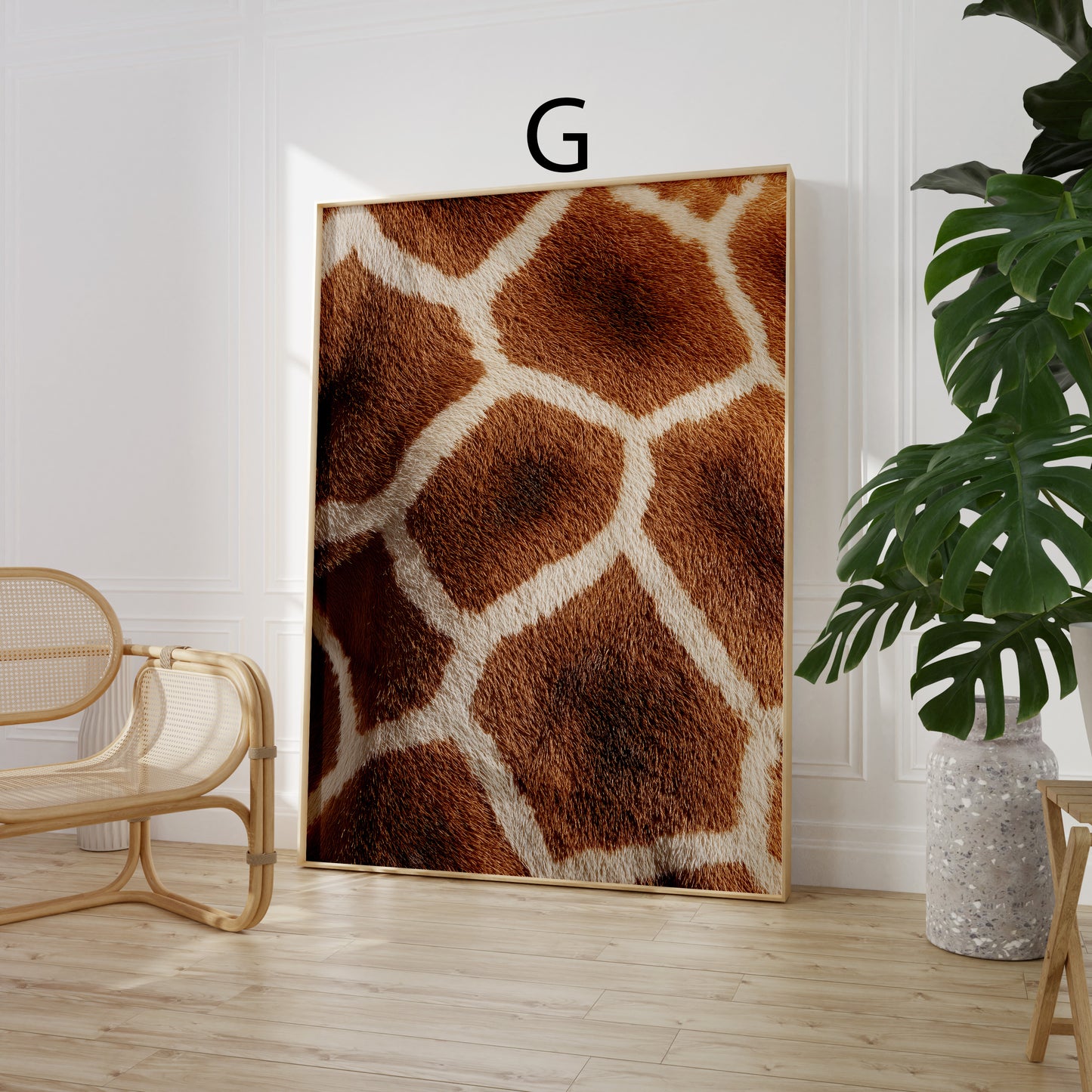 Tiermuster Poster ·  Geschenkidee · Elegante Goldene Tierfell Muster Zebra und Giraffen Texturen · Dekoprint ohne Rahmen