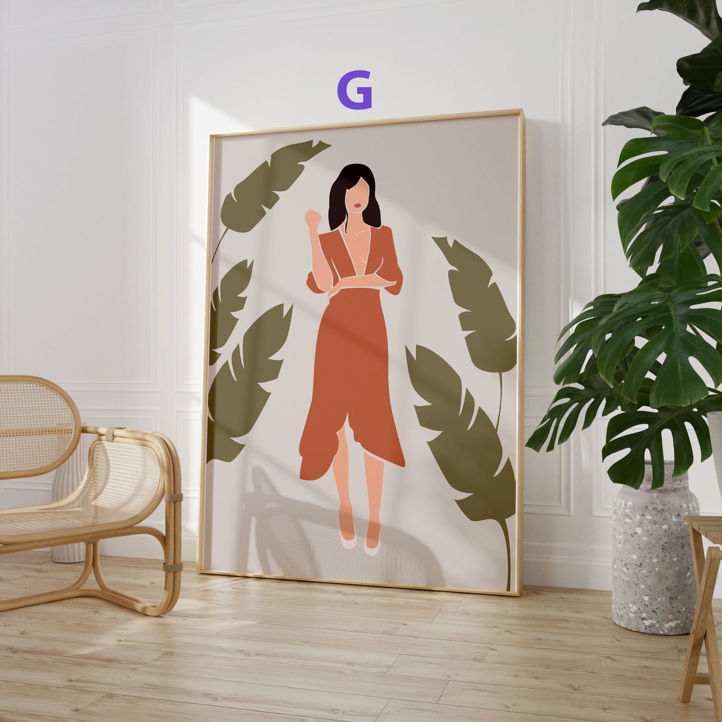 Abstrakte Frauen Poster · Geschenkidee · Boho Figuren, Terrakotta und Minimalistische Kunst · Dekoprint ohne Rahmen