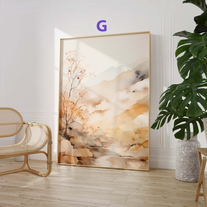 Aquarell Landschaft Poster – Premium Baumwoll-Canvas