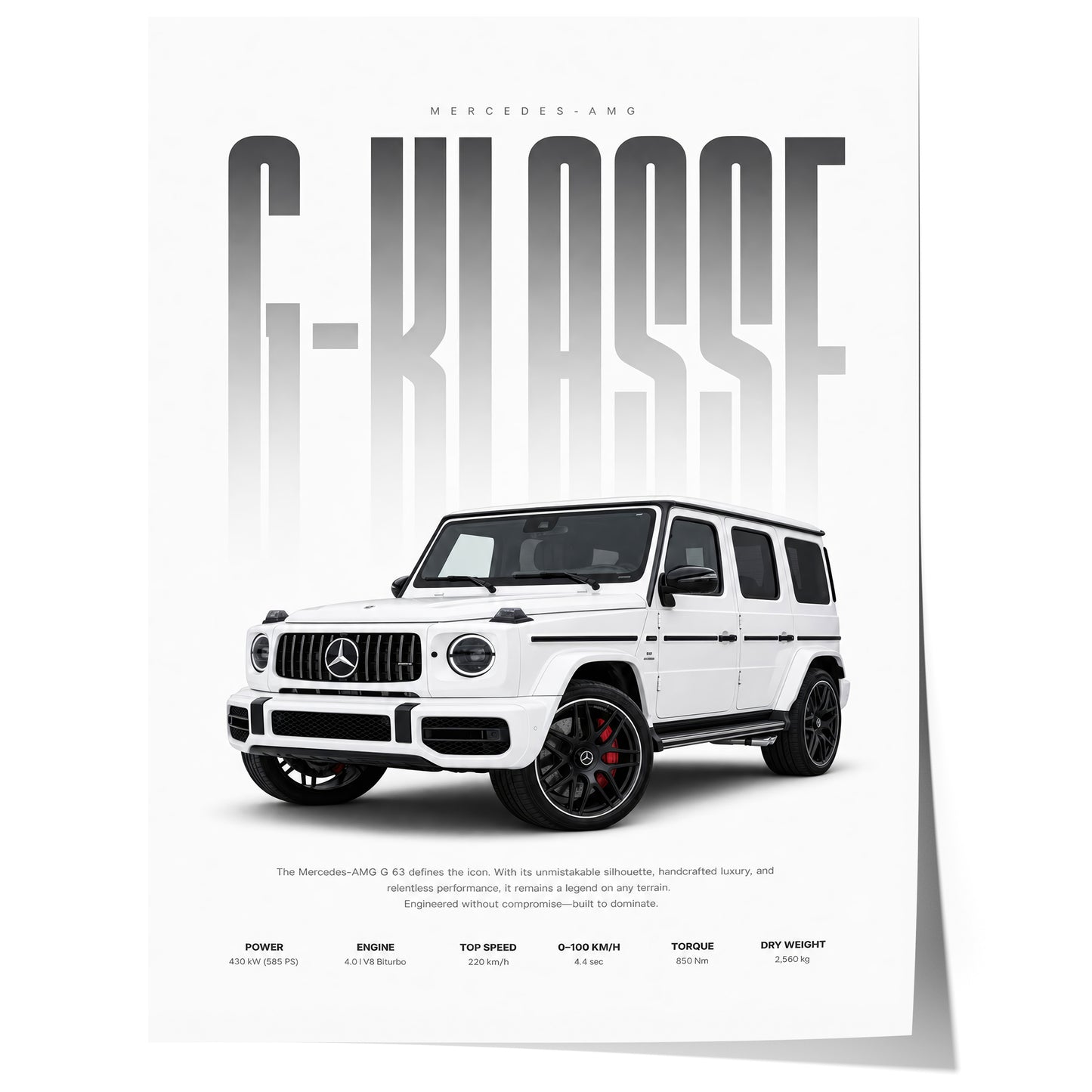 Geländewagen Poster Weiß · Geschenkidee · Luxus SUV Wandbild · Deko Print ohne Rahmen
