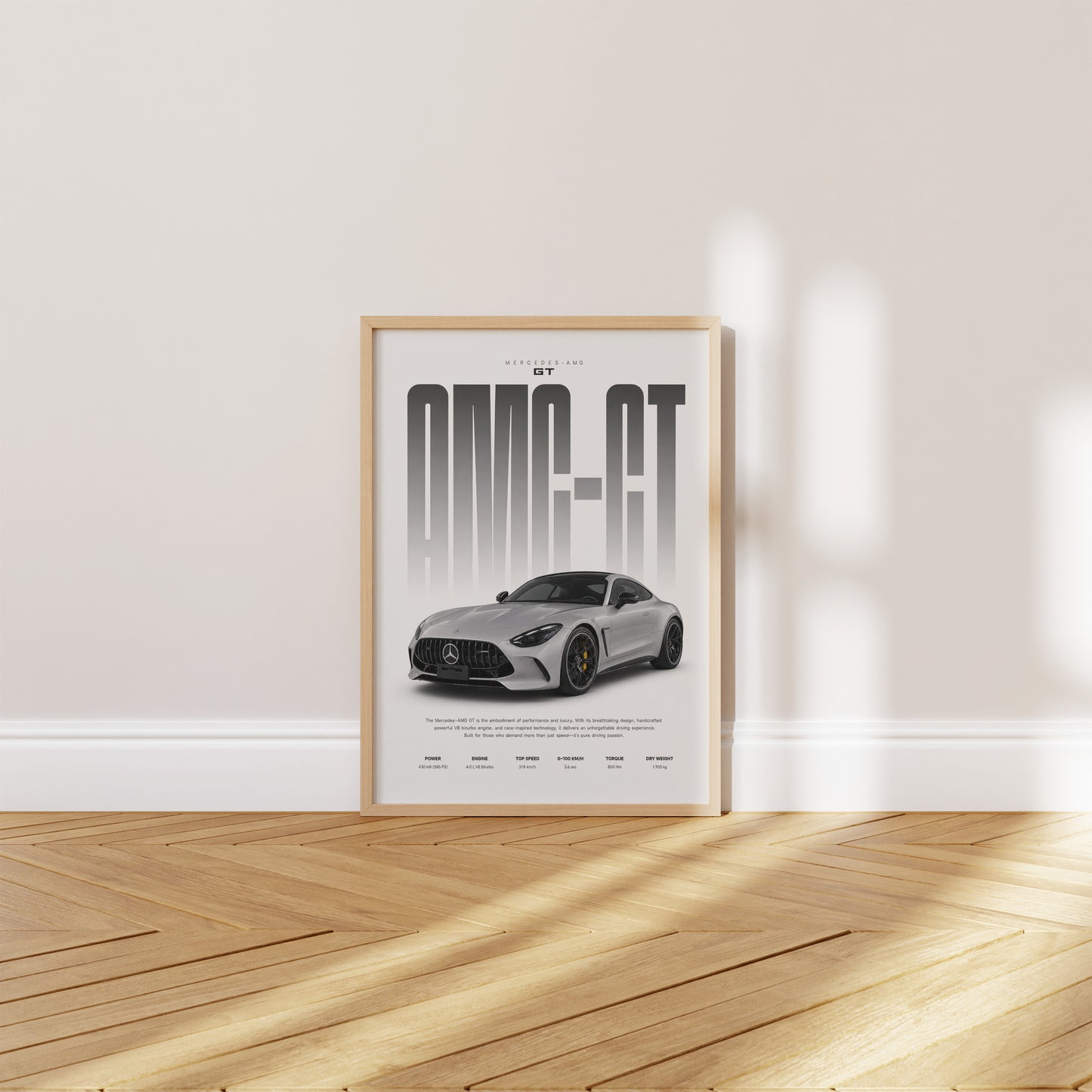 Grauer Sportwagen Poster · Geschenkidee · Luxus Coupé Wandbild · Deko Print ohne Rahmen