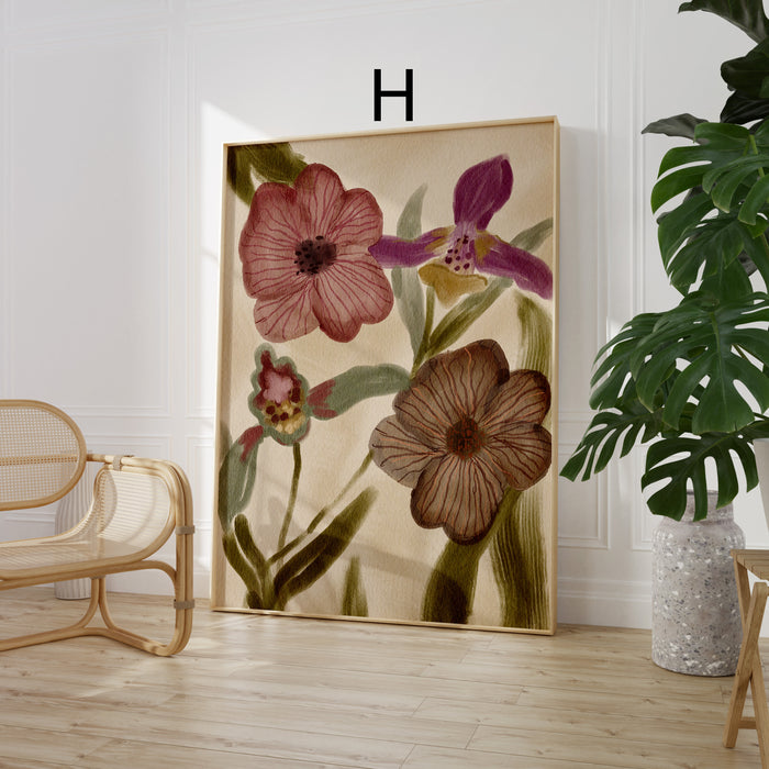 Geschenkidee · Botanische Blumen und Schwan Poster Ästhetische Natur und Mode Kunst · Dekoprint ohne Rahmen | JUSTGOODMOOD