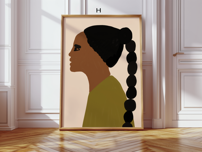 Mid-Century-Poster mit Palmen und Figuren