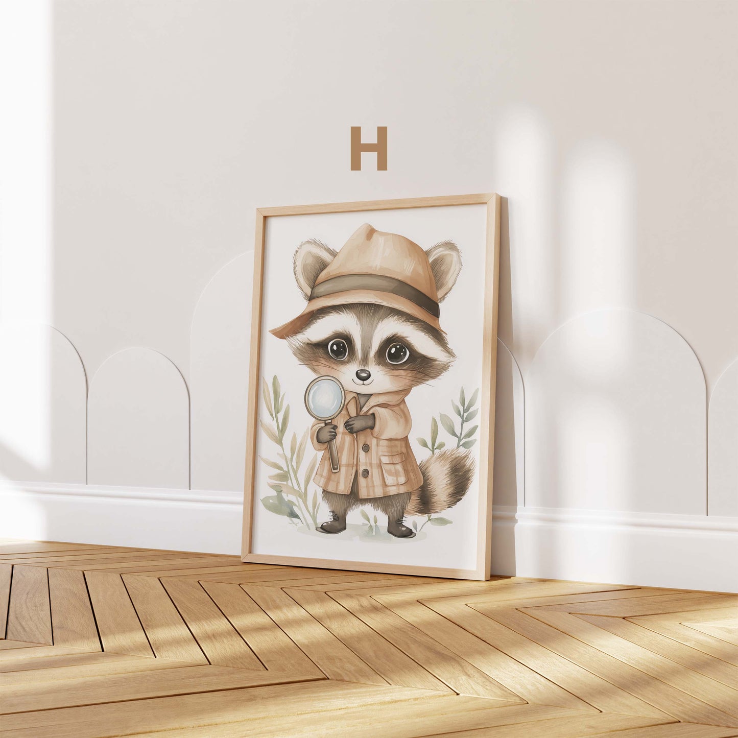 Niedliches Waldtier Poster · Geschenkidee · Aquarell Illustration mit Fuchs Waschbär Eichhörnchen und Reh · Kinderzimmer Wanddeko · Print ohne Rahmen
