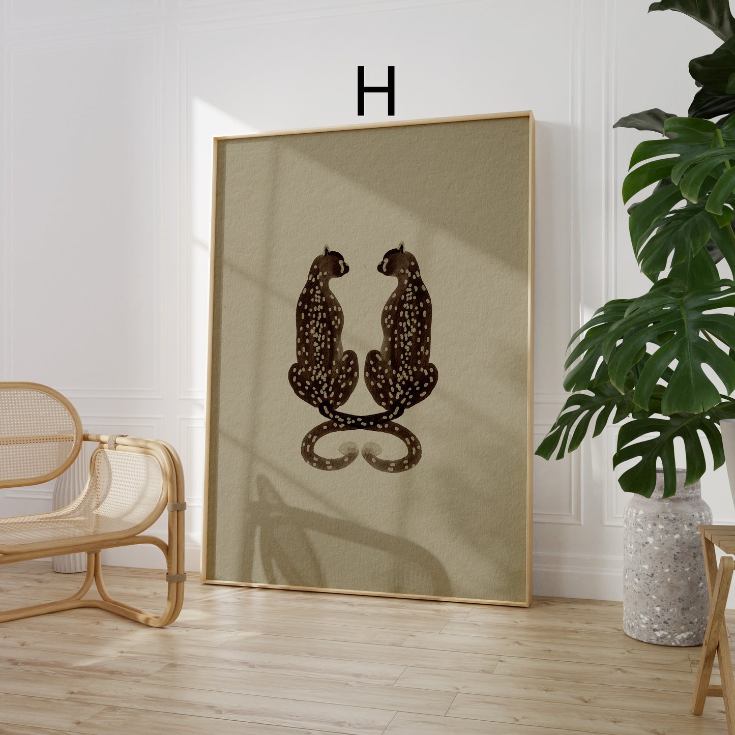 Line Art Poster · Frauenporträt & Animal Print Tiermuster · Dekoprint ohne Rahmen