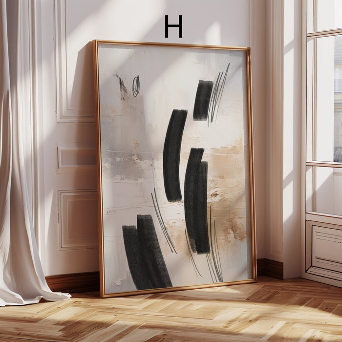 Poster mit schwarzen Pinselstrichen