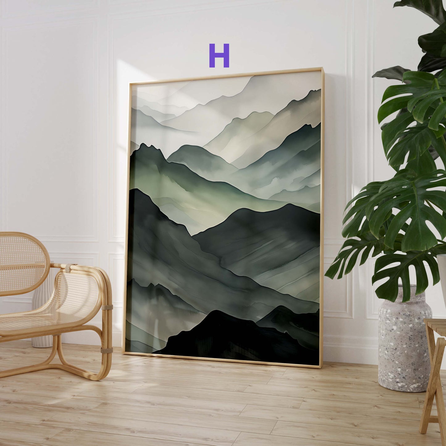 Nebelwald Berglandschaft Poster geschenkidee aquarell natur wandkunst  · Dekoprint ohne rahmen