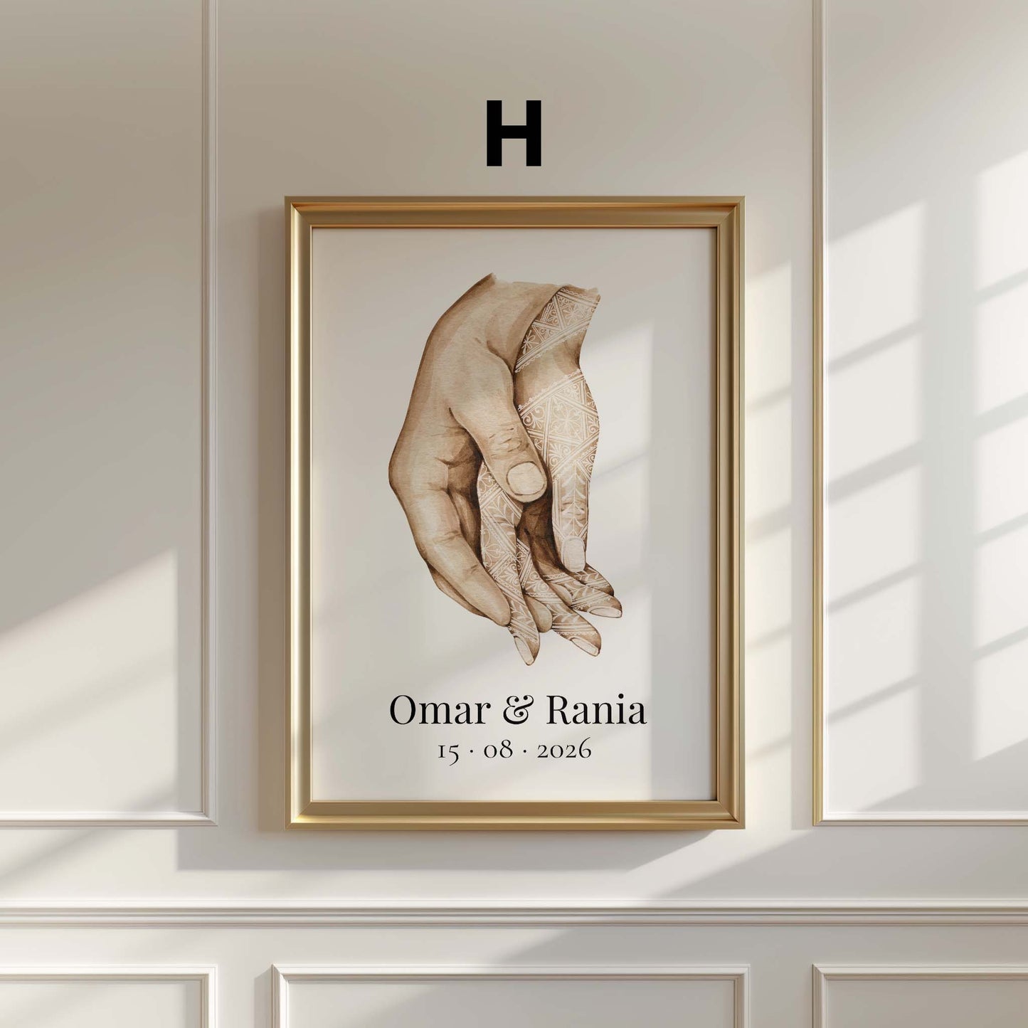 Personalisierte Henna Hände  Paar Poster · Geschenkidee · Hochzeit Verlobung Illustration · Minimalistisches Wandbild · Print ohne Rahmen