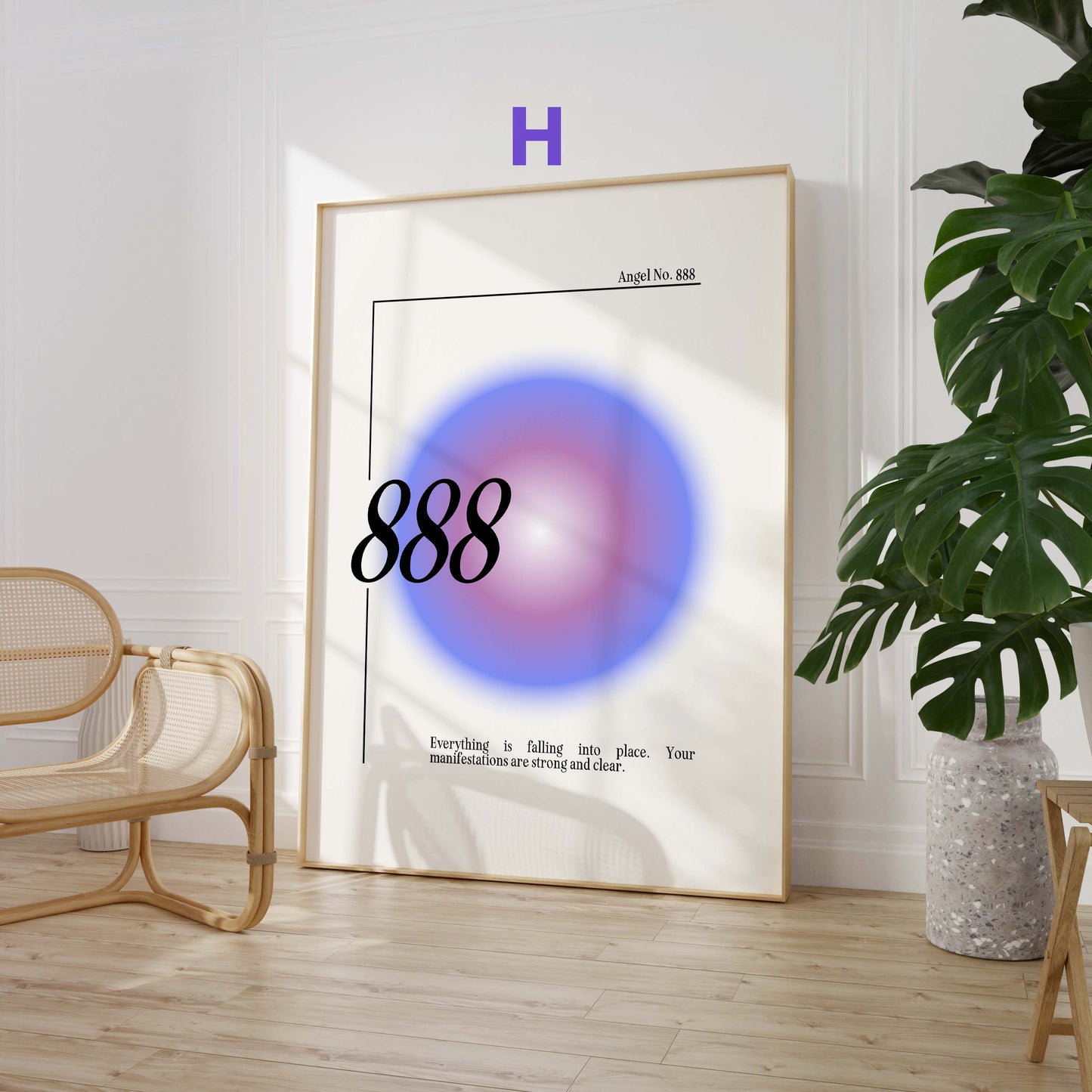 Engelszahlen Poster · Geschenkidee · Spirituelle Zahlenkunst mit Aura Farben · Meditation Deko · Dekoprint ohne Rahmen