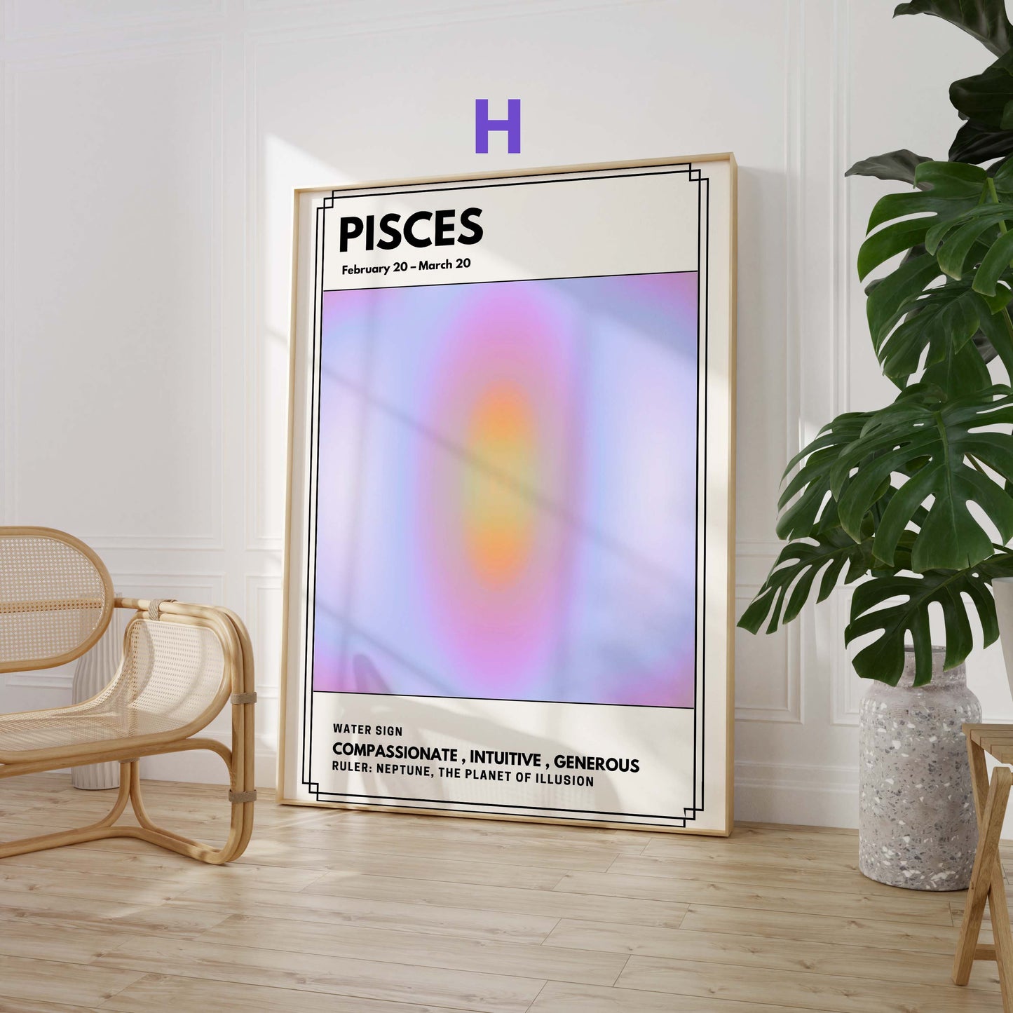 Minimalistische Sternzeichen Poster · Geschenkidee · Wassermann, Widder, Krebs, Steinbock, Zwillinge, Löwe · Dekoprint ohne Rahmen