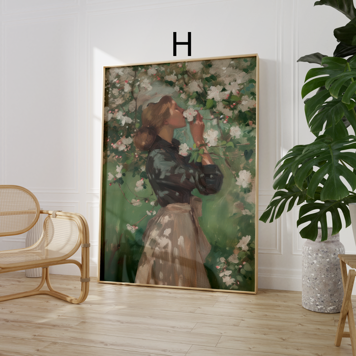 Vintage Poster mit Blumen & Küstenblick