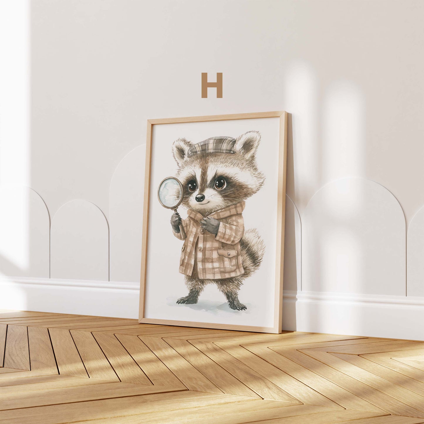 Niedliche Waldtiere Kinderzimmer Poster · Aquarell Reh Fuchs Waschbär Hase · Babyzimmer Wanddeko · Print ohne Rahmen
