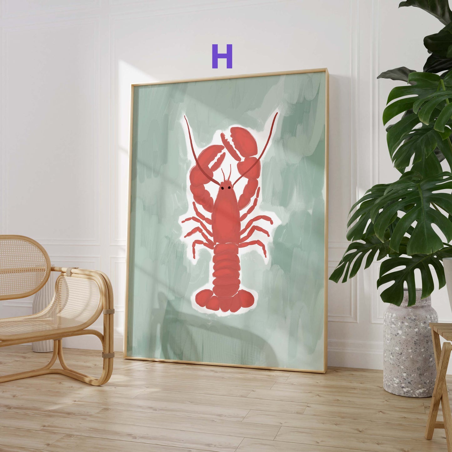 Obst Gemüse Kunst Poster · Geschenkidee · Artischocke, Zitrusfrüchte und Hummer Stillleben · Dekoprint ohne Rahmen