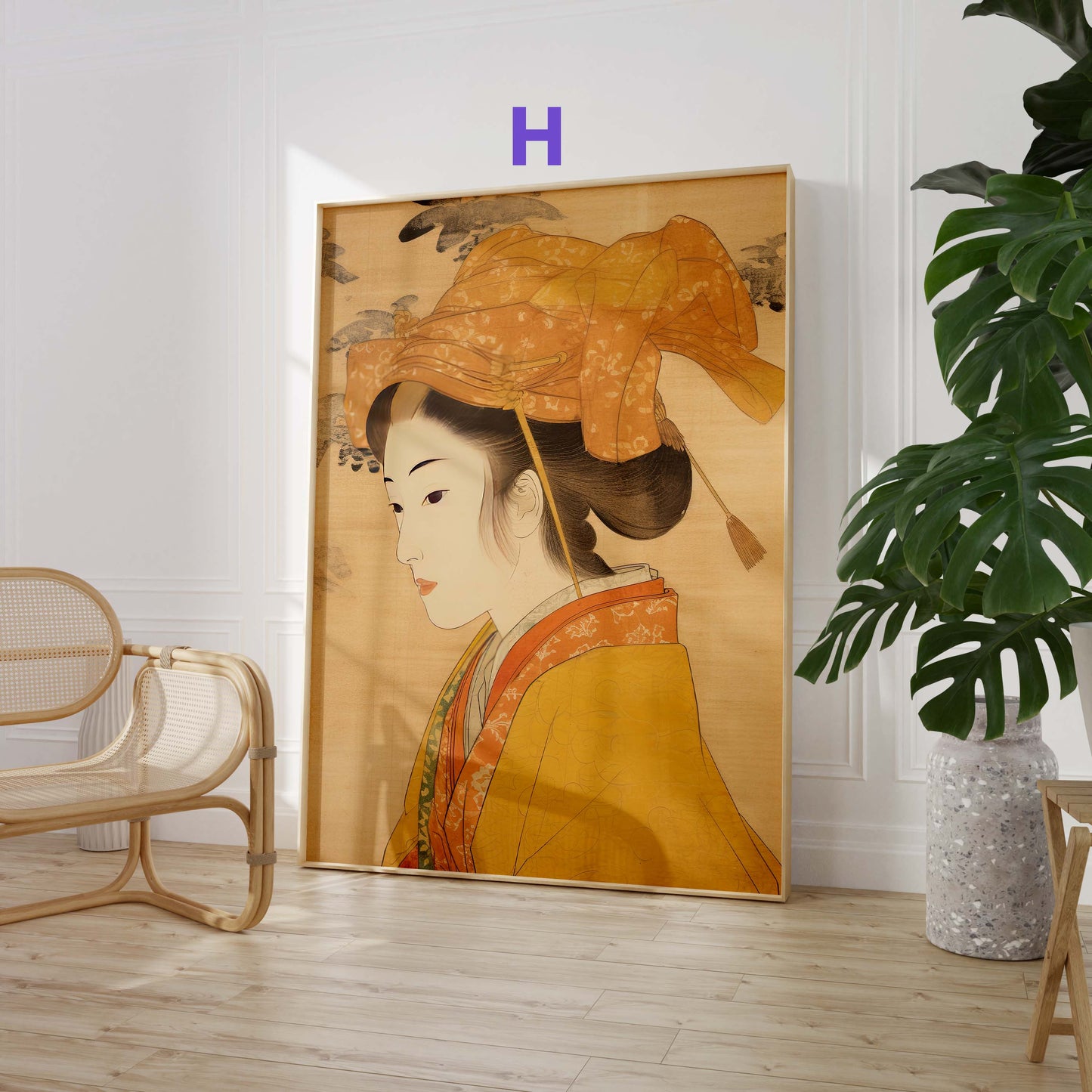 Japan Poster · Geschenkidee · Geisha Ukiyo-e Wellen und Zen Landschaft · Dekoprint ohne Rahmen
