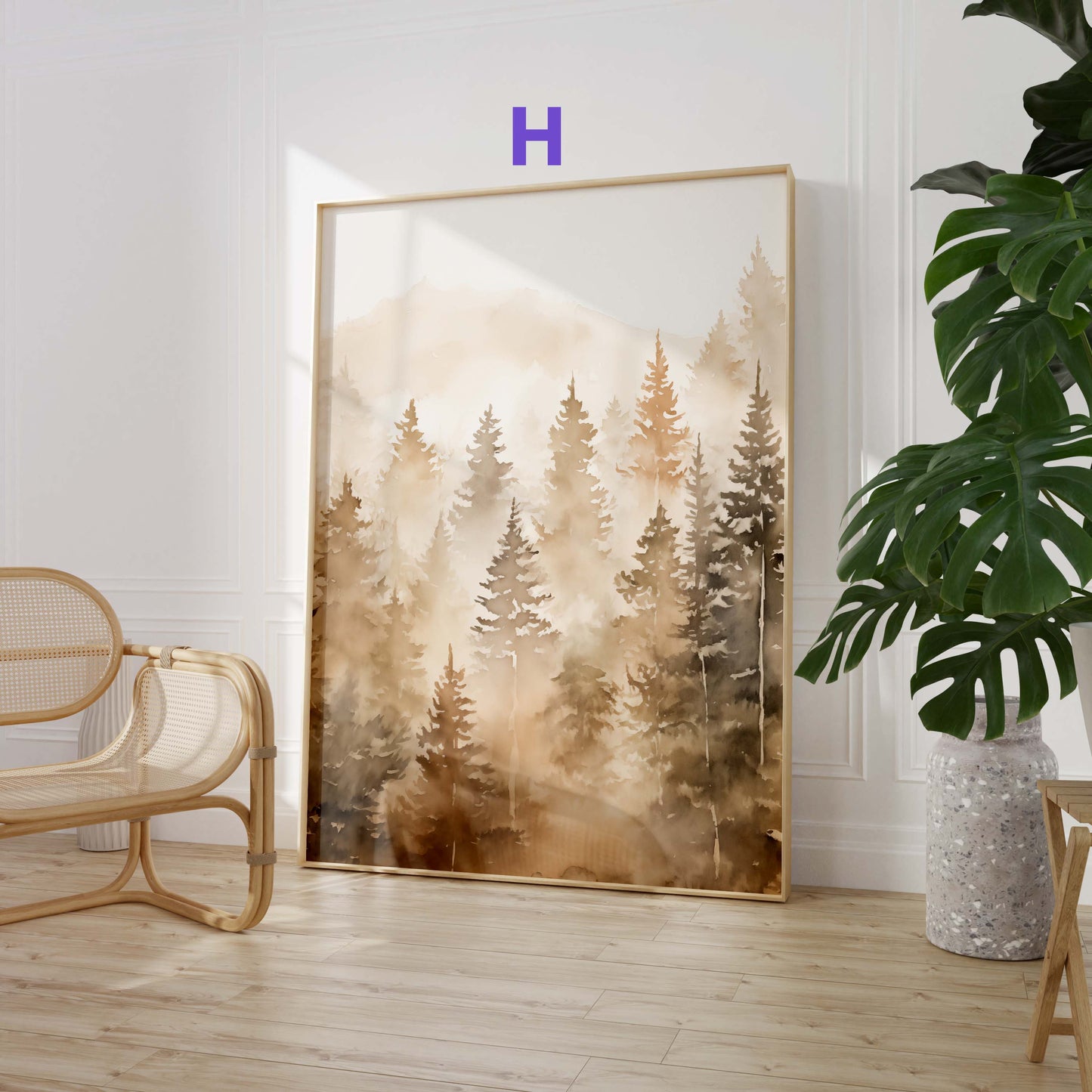 Aquarell Natur Poster · Geschenkidee · Nebelberge Küstenlandschaften Wolkenmeer und Waldmotive für Wohnzimmer · Print ohne Rahmen