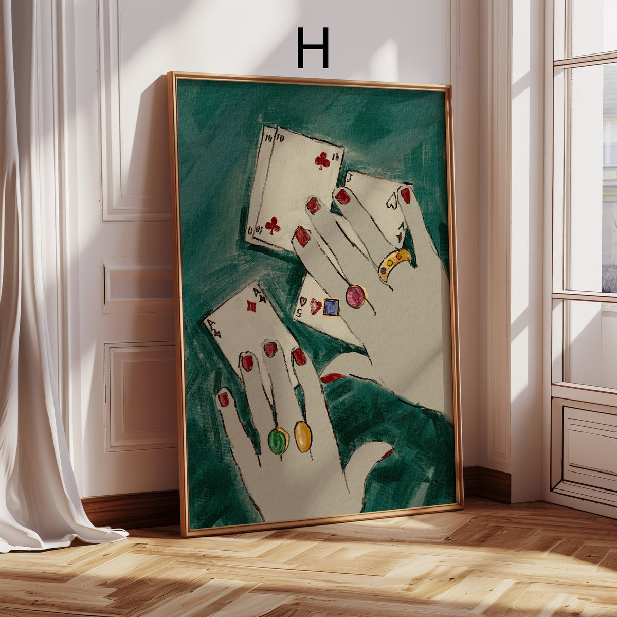 Poster Wandbilder Wohnzimmer · Abstrakte Kunst Hände Spielkarten · Bilder ohne Rahmen